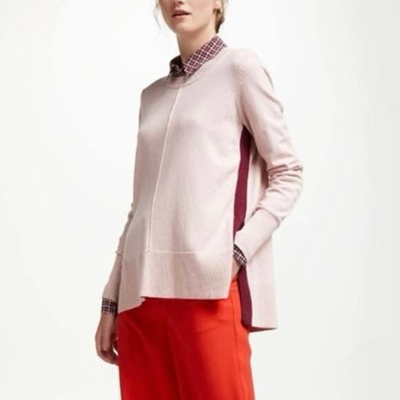 Boden Sweaters - BODEN Logan Side Stripe Color-Block Pink Wool Sweater Size Small